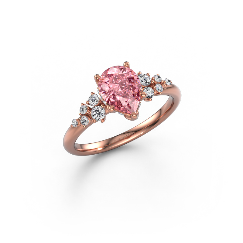 Image of Engagement ring Emma PER 585 rose gold Pink lab grown diamond 8x6 mm
