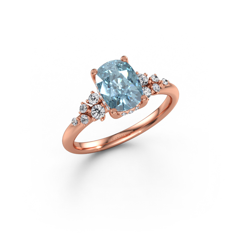 Immagine di Anello di fidanzamento Emma CSH 585 oro rosa Diamante lab grown blu 8x6 mm