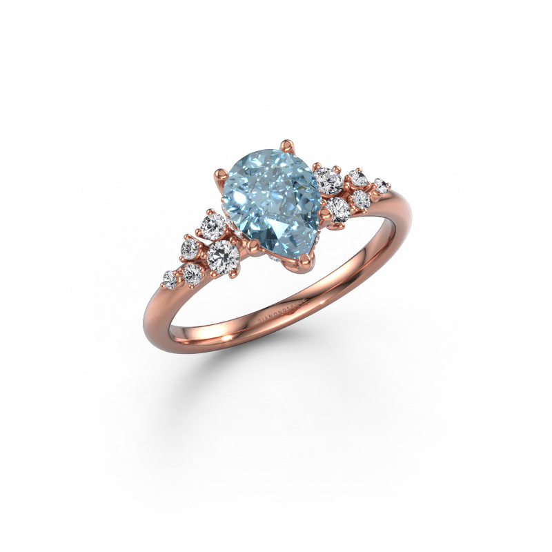 Image of Engagement ring Emma PER 585 rose gold Blue lab grown diamond 8x6 mm