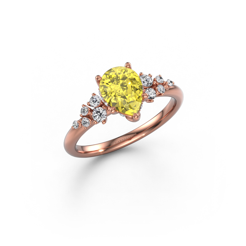 Image de Bague de fiançailles Emma PER 585 or rose Diamants synthétiques jaune 8x6 mm