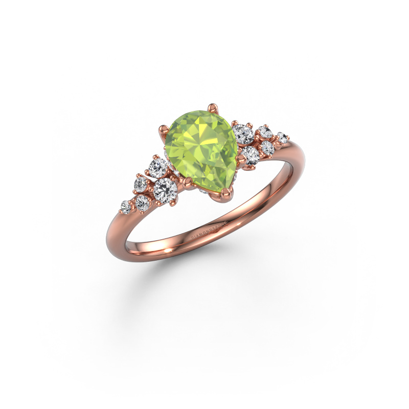 Image of Engagement ring Emma PER 585 rose gold Peridot 8x6 mm