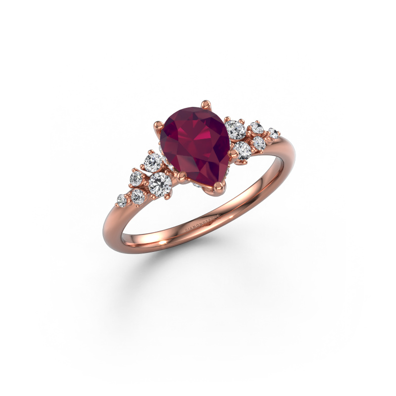 Bild von Verlobungsring Emma PER 585 Roségold Rhodolit 8x6 mm