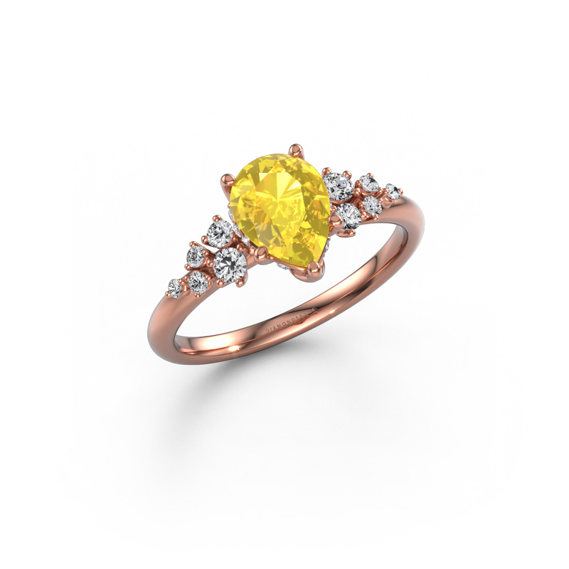 Bild von Verlobungsring Emma PER 585 Roségold Gelb Saphir 8x6 mm