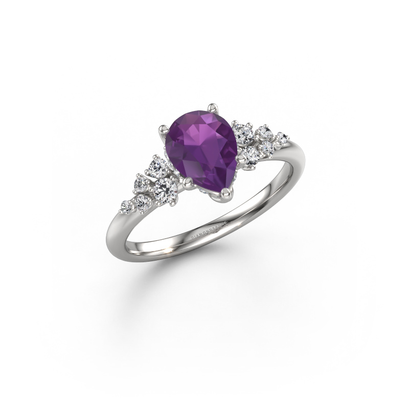 Afbeelding van Verlovingsring Emma PER 950 platina Amethist 8x6 mm