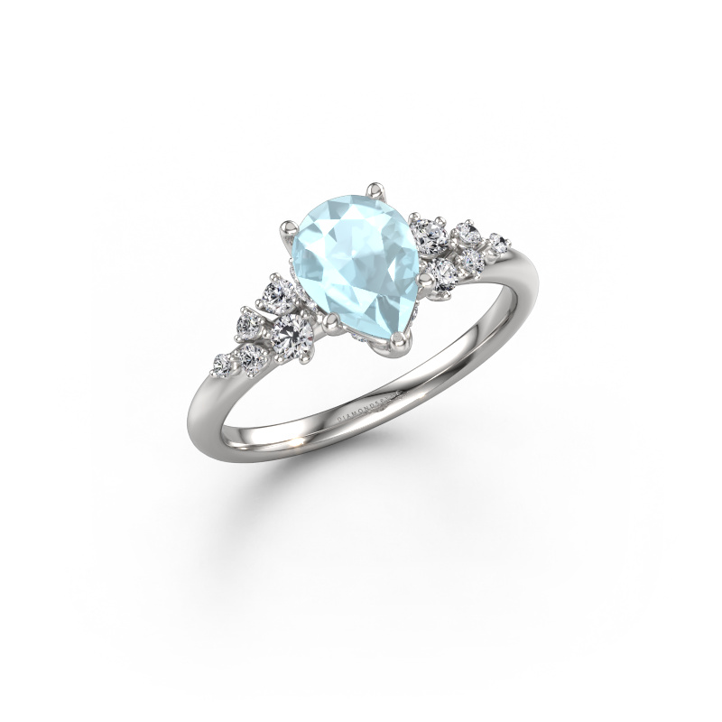 Bild von Verlobungsring Emma PER 585 Weißgold Aquamarin 8x6 mm