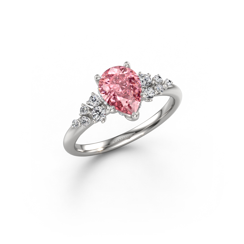 Image de Bague de fiançailles Emma PER 950 platine Diamant synthétique roze 8x6 mm