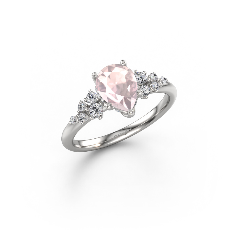 Image of Engagement ring Emma PER 585 white gold Morganite champagne 8x6 mm