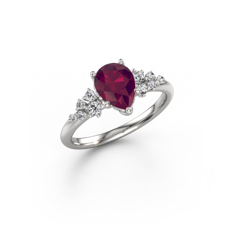 Afbeelding van Verlovingsring Emma PER 950 platina Rhodoliet 8x6 mm