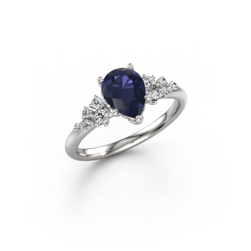 Image of Engagement ring Emma PER 585 white gold Sapphire 8x6 mm