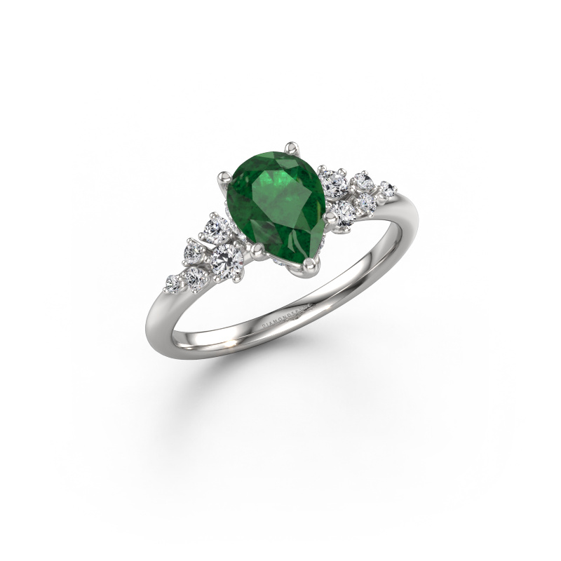 Bild von Verlobungsring Emma PER 950 Platin Smaragd 8x6 mm