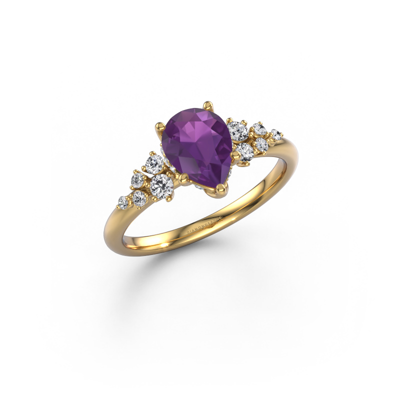 Image of Engagement ring Emma PER 585 gold Amethyst 8x6 mm