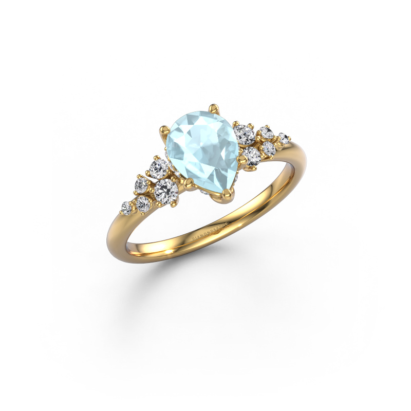 Image of Engagement ring Emma PER 585 gold Aquamarine 8x6 mm