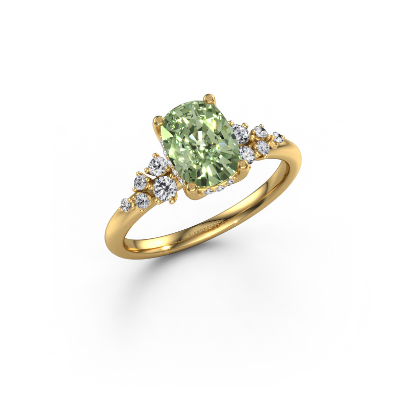 Image of Engagement ring Emma CSH 585 gold Green lab grown diamond 8x6 mm