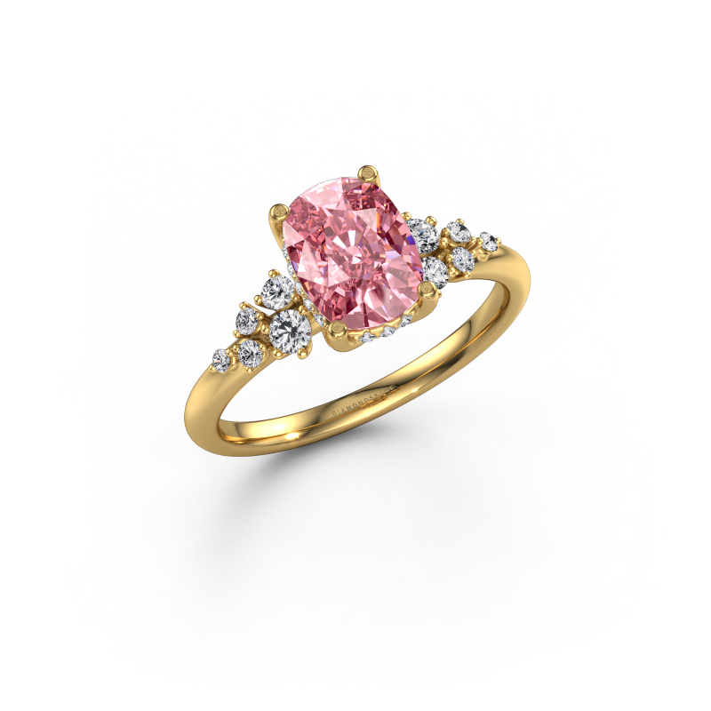 Image of Engagement ring Emma CSH 585 gold Pink lab grown diamond 8x6 mm