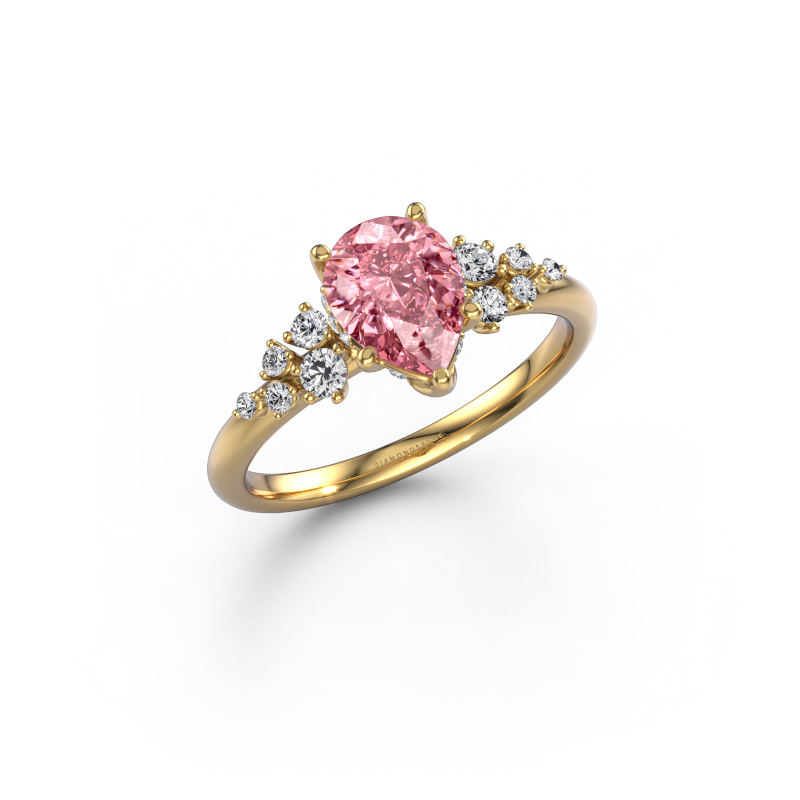 Image of Engagement ring Emma PER 585 gold Pink lab grown diamond 8x6 mm