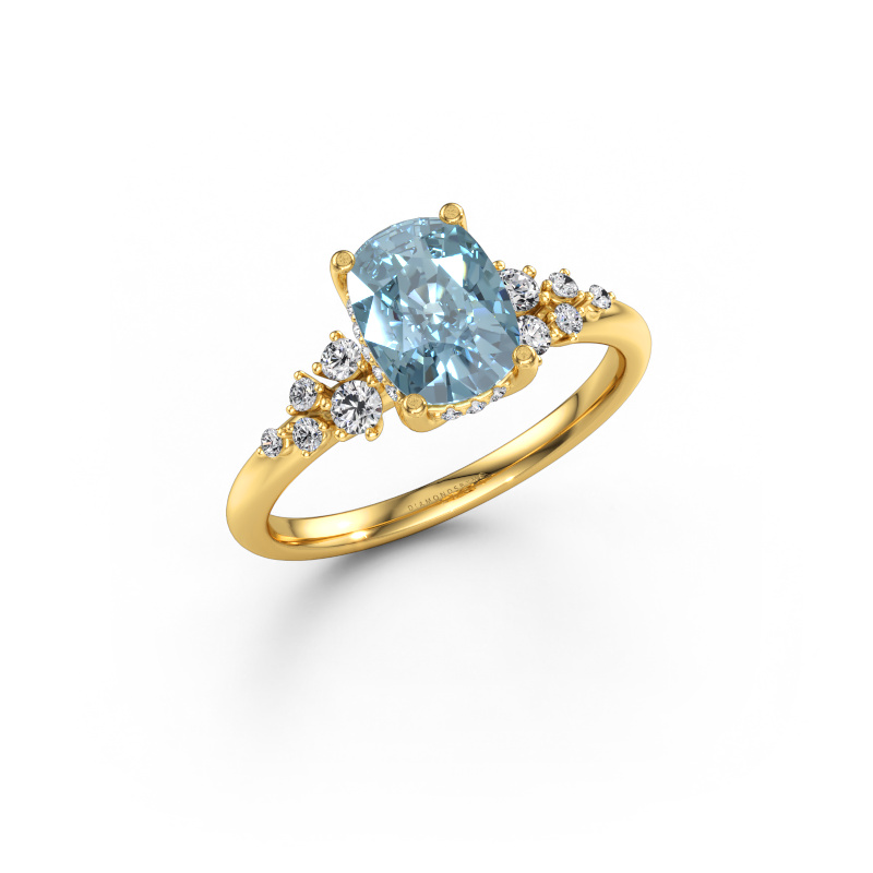 Image of Engagement ring Emma CSH 585 gold Blue lab grown diamond 8x6 mm