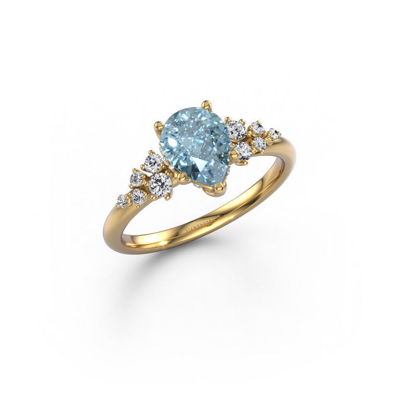 Image of Engagement ring Emma PER 585 gold Blue lab grown diamond 8x6 mm