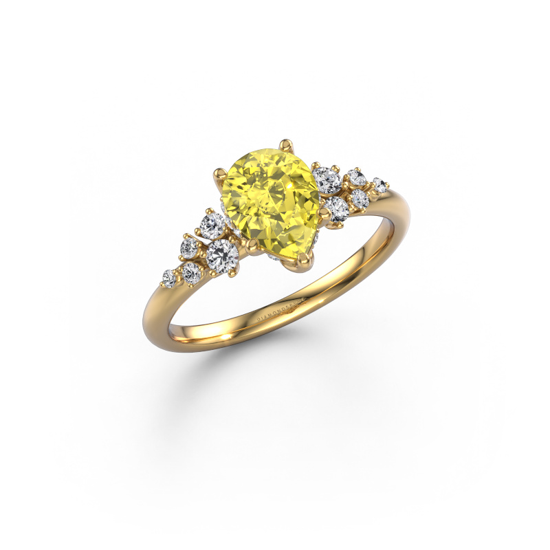 Image of Engagement ring Emma PER 585 gold Yellow lab grown diamond 8x6 mm