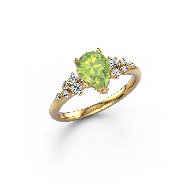 Image of Engagement ring Emma PER 585 gold Peridot 8x6 mm
