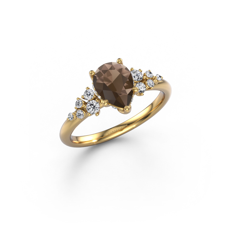 Image of Engagement ring Emma PER 585 gold Smokey quartz 8x6 mm