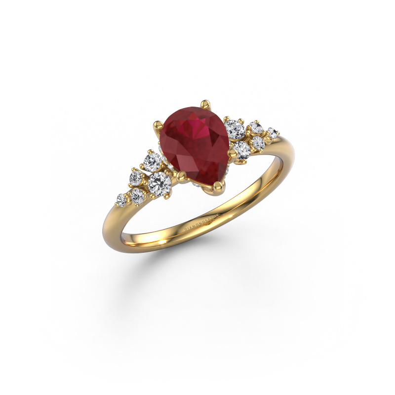 Afbeelding van Verlovingsring Emma PER 585 goud Robijn 8x6 mm