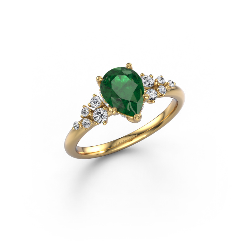 Image of Engagement ring Emma PER 585 gold Emerald 8x6 mm