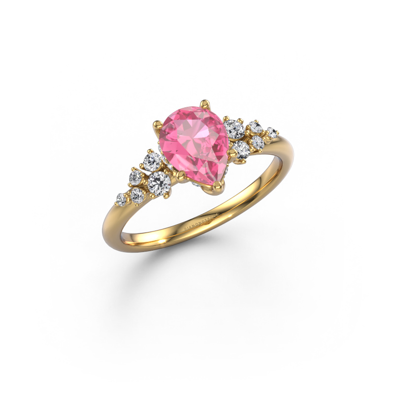 Afbeelding van Verlovingsring Emma PER 585 goud Roze saffier 8x6 mm
