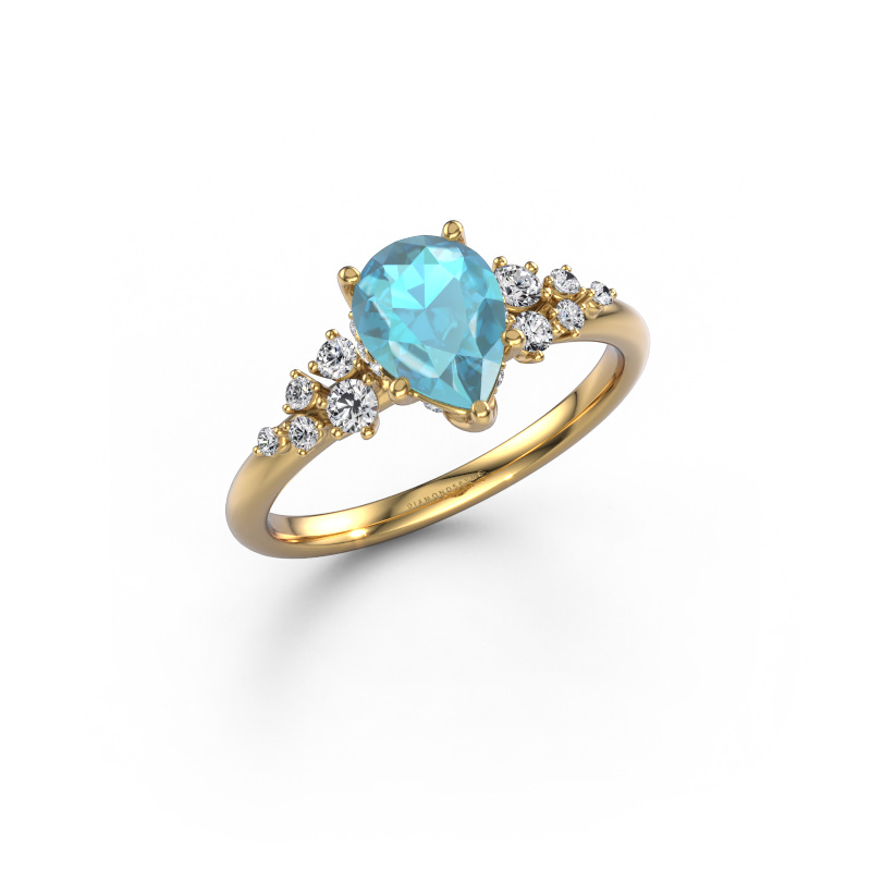 Bild von Verlobungsring Emma PER 585 Gold Blau Topas 8x6 mm
