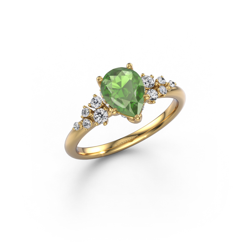 Image of Engagement ring Emma PER 585 gold Tourmaline green 8x6 mm