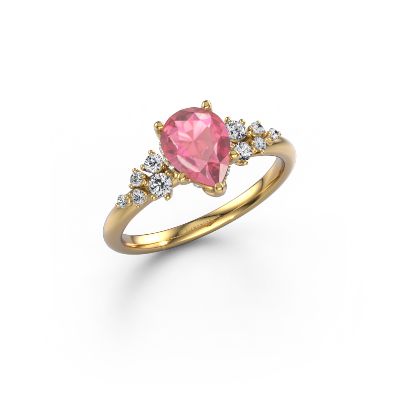 Image of Engagement ring Emma PER 585 gold Tourmaline pink 8x6 mm