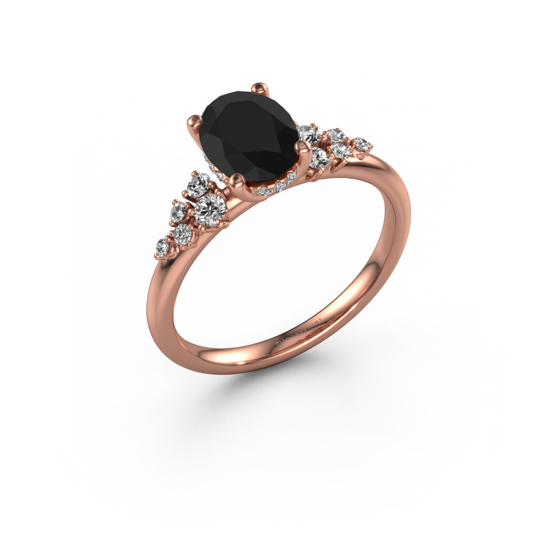 Image of Engagement ring Emma OVL 585 rose gold Black diamond 1.649 crt