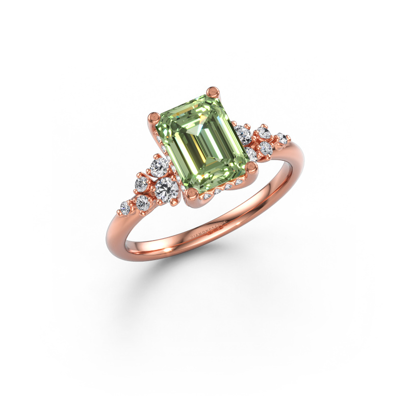 Immagine di Anello di fidanzamento Emma EME 585 oro rosa Diamante lab grown verde 8x6 mm