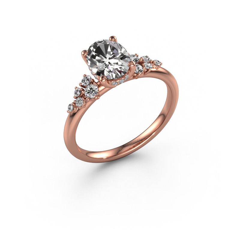 Image of Engagement ring Emma OVL 585 rose gold Lab grown diamond 1.349 crt