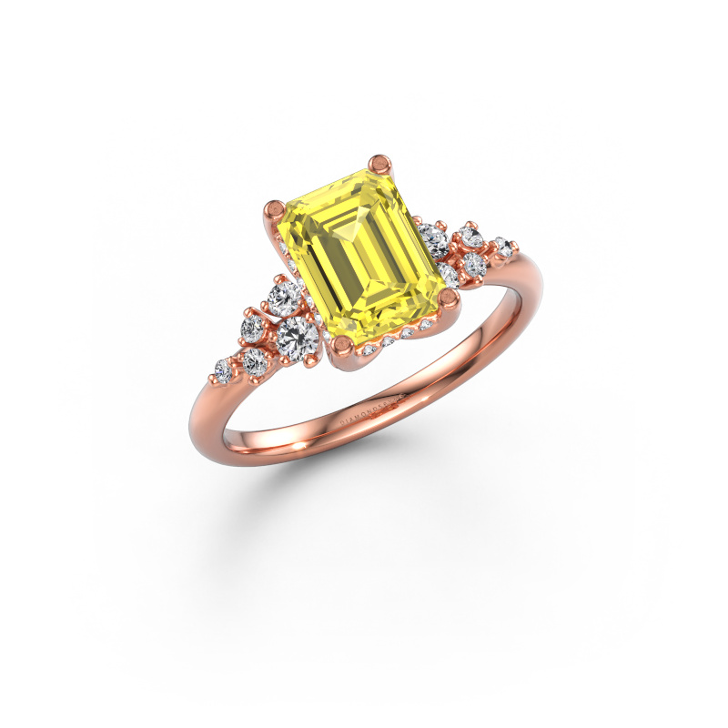 Immagine di Anello di fidanzamento Emma EME 585 oro rosa Diamante lab grown giallo 8x6 mm