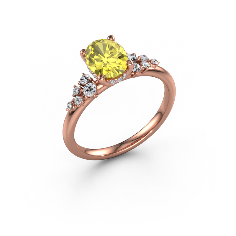 Bild von Verlobungsring Emma OVL 585 Roségold Gelber Labor Diamant 8x6 mm