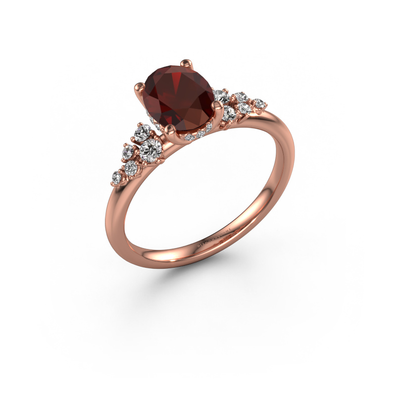 Image of Engagement ring Emma OVL 585 rose gold Garnet 8x6 mm