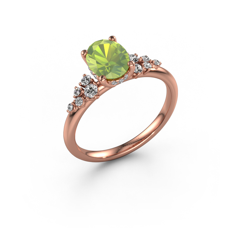 Image of Engagement ring Emma OVL 585 rose gold Peridot 8x6 mm
