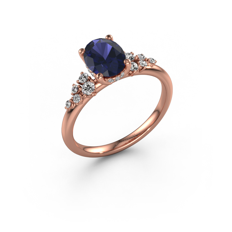 Image of Engagement ring Emma OVL 585 rose gold Sapphire 8x6 mm