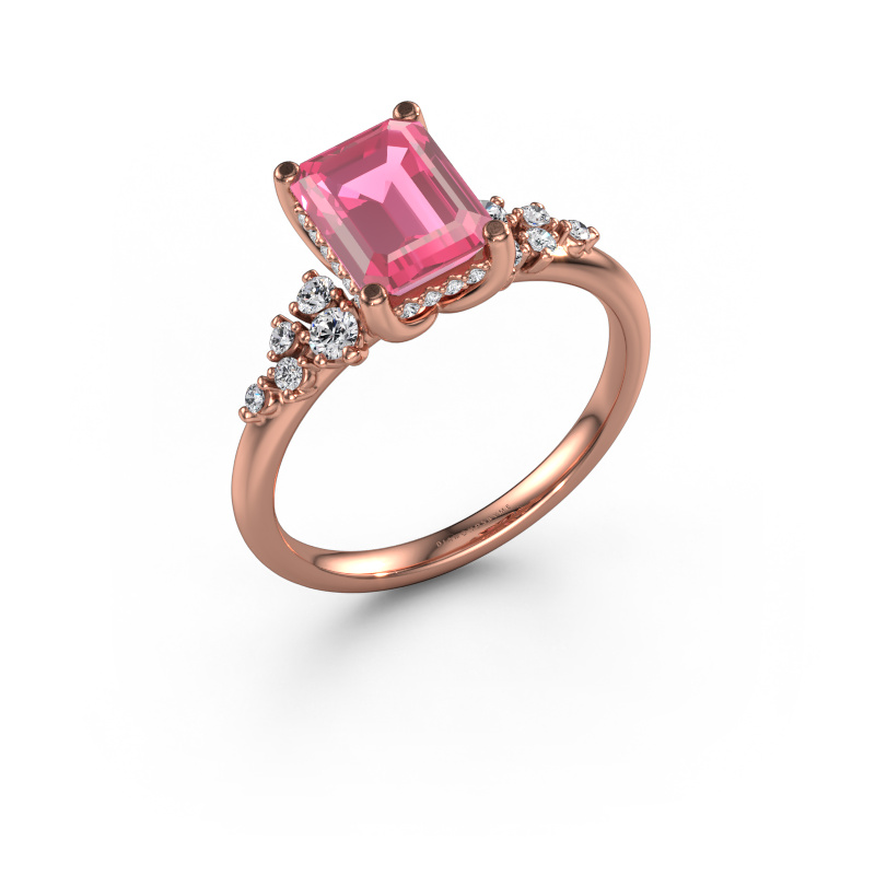 Image de Bague de fiançailles Emma EME 585 or rose Saphir rose 8x6 mm