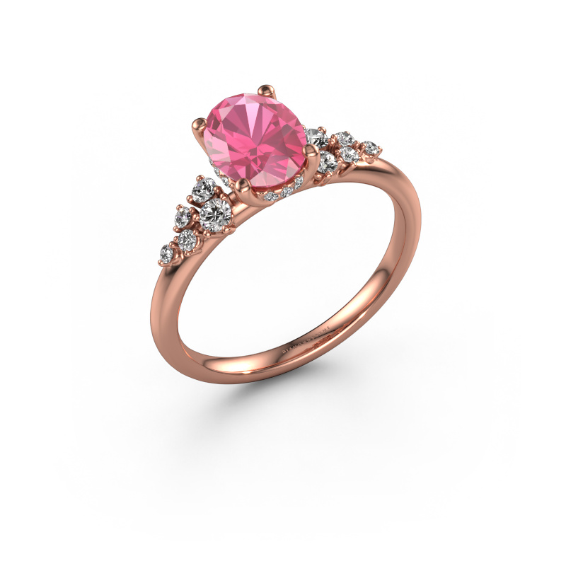 Bild von Verlobungsring Emma OVL 585 Roségold Pink Saphir 8x6 mm