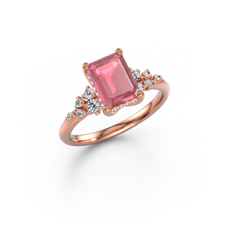Immagine di Anello di fidanzamento Emma EME 585 oro rosa Tormalina rosa 8x6 mm