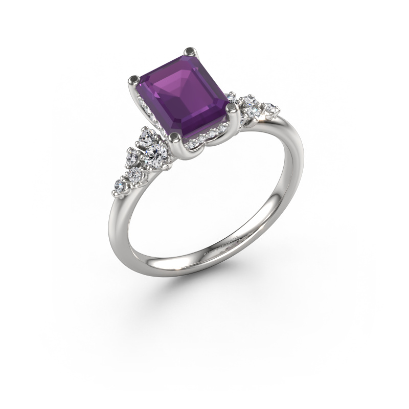Bild von Verlobungsring Emma EME 585 Weißgold Amethyst 8x6 mm