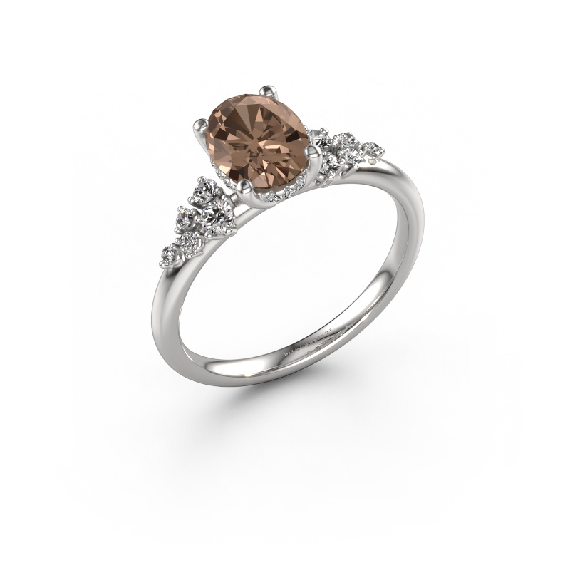 Image of Engagement ring Emma OVL 950 platinum Brown diamond 1.349 crt