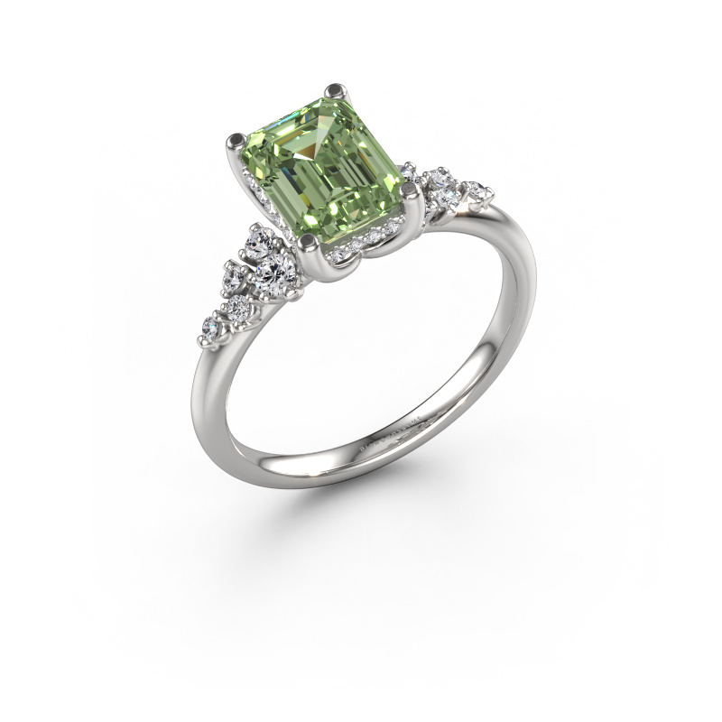 Image of Engagement ring Emma EME 950 platinum Green lab grown diamond 8x6 mm