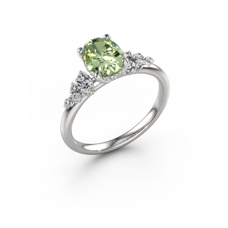 Image of Engagement ring Emma OVL 950 platinum Green lab grown diamond 8x6 mm
