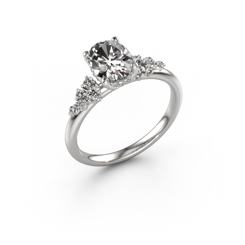 Image of Engagement ring Emma OVL 585 white gold Lab grown diamond 1.349 crt