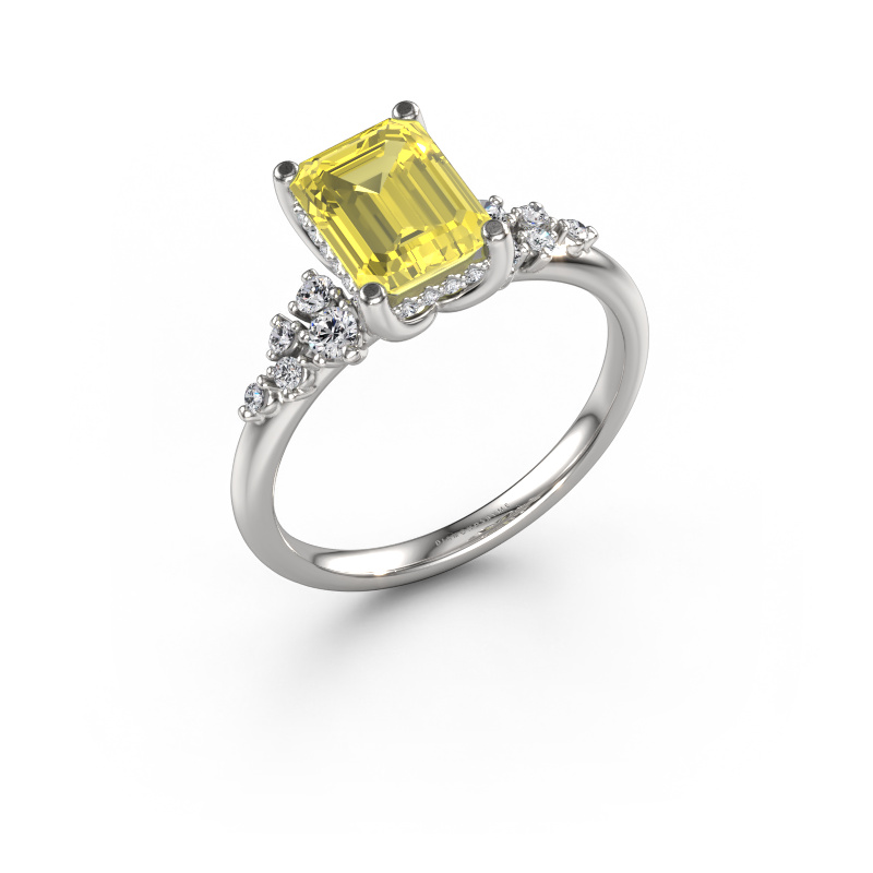 Image of Engagement ring Emma EME 950 platinum Yellow lab grown diamond 8x6 mm