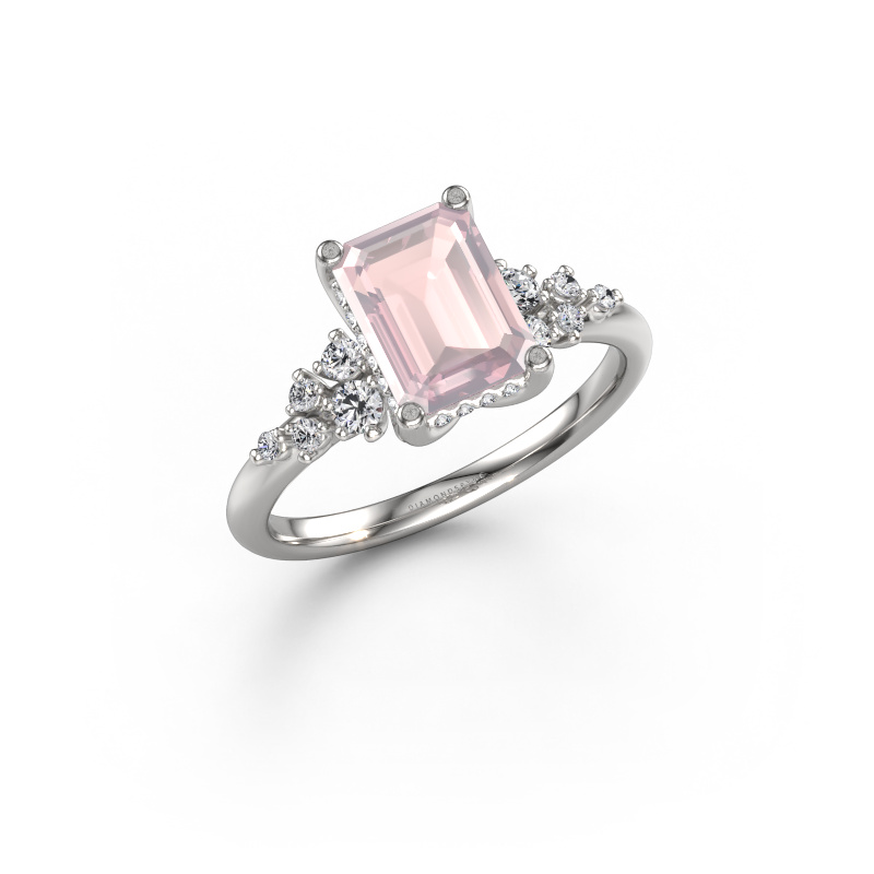 Image of Engagement ring Emma EME 585 white gold Morganite champagne 8x6 mm
