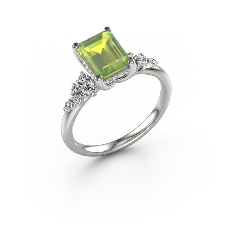 Image of Engagement ring Emma EME 585 white gold Peridot 8x6 mm