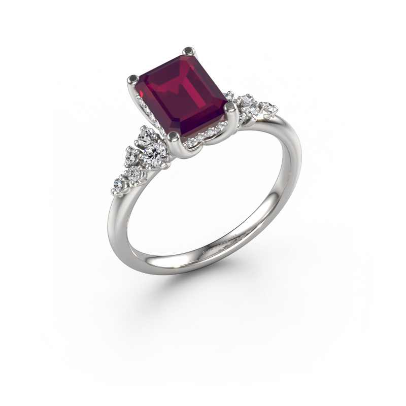 Image of Engagement ring Emma EME 950 platinum Rhodolite 8x6 mm